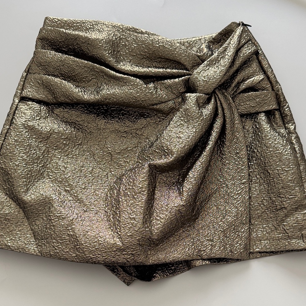 Zara Metallic Gold High-Waist Shorts